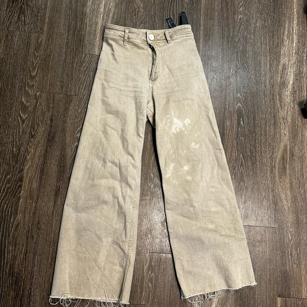 Zara Marine Straight High Rise pant, tan color